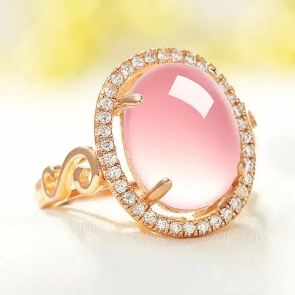 NEW PINK ROSE GOLD DIAMOND 925 STERLING ADJUSTABLE RING, CUTE RING, SHINY RING. - Picture 4 of 6